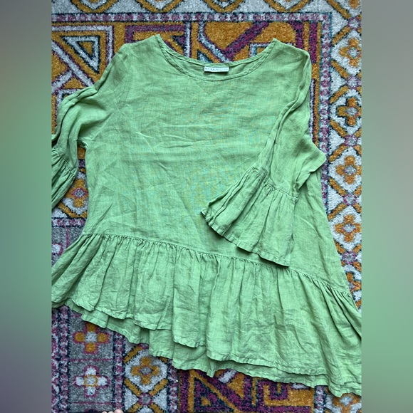 bryn Walker Sage Green Linen Oversized Relaxed Fit - Picture 3 of 5